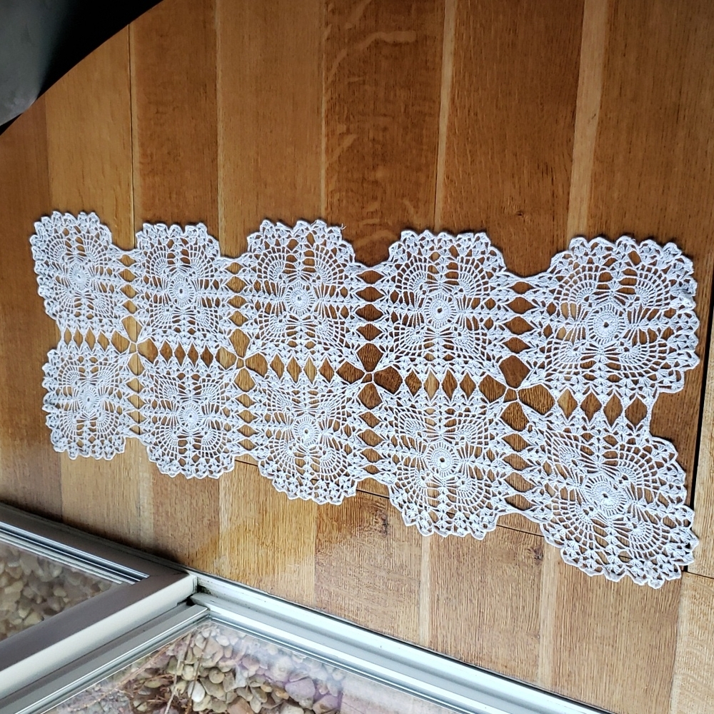 Handmade long doili table runner unique #2